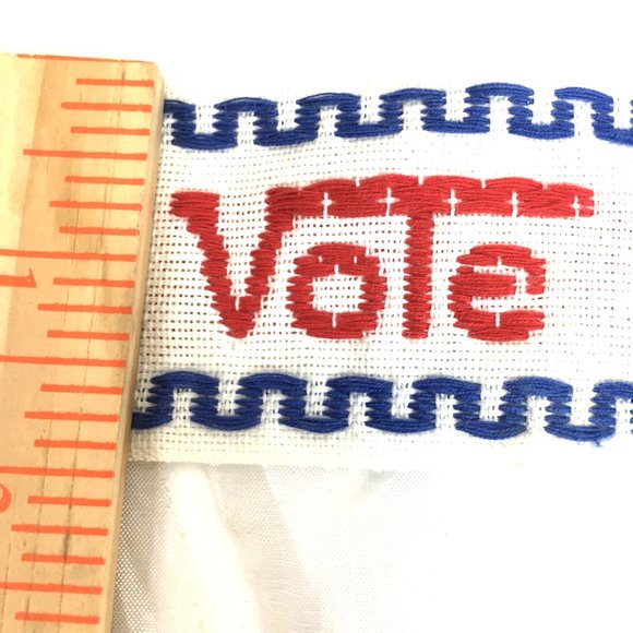 Bundle three yard “VOTE” Sewing Trim Embroidered Patriotic cotton Vtg  80's - Picture 8 of 9